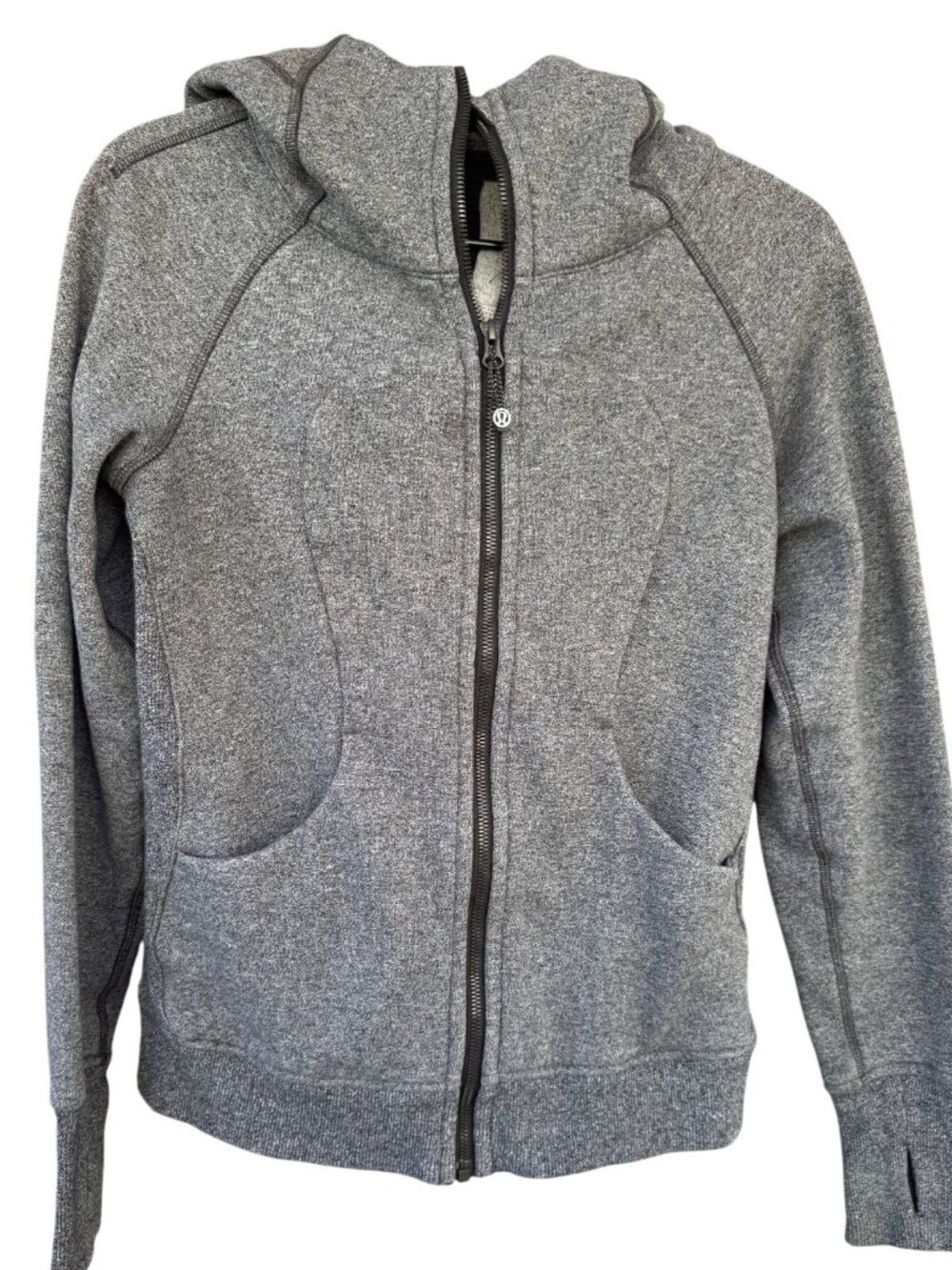 Lululemon Scuba Hoodie Womens Sz 6 Heather Gray Full Zip Thumb Hole Heavyweight